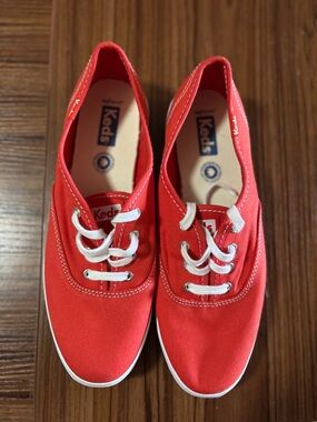 Keds Women's Red Canvas Lace-Up Sneakers with White Laces